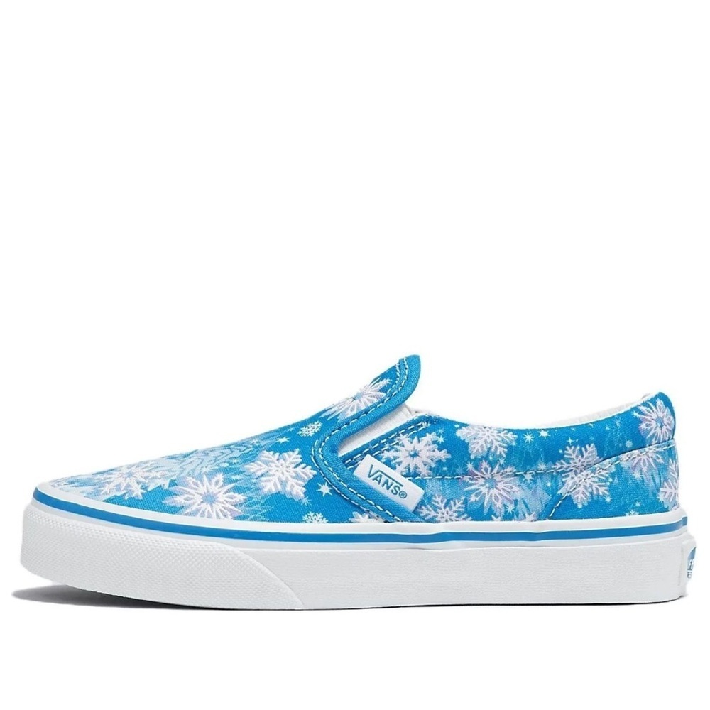 Vans Classic Slip-On sneakers Snowflakes Winter Wonderland Blue kids 2.5 new - Picture 2 of 7